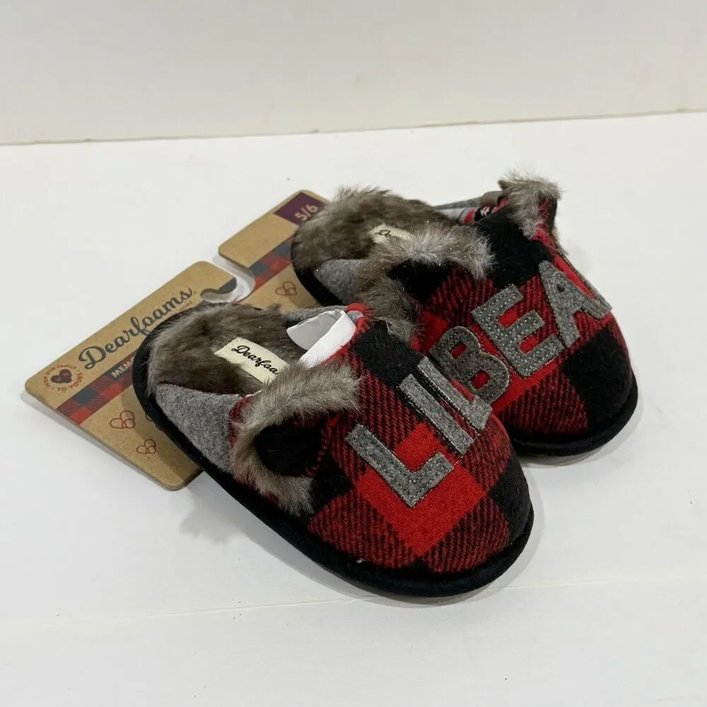 Dearfoams Kids Unisex Slipper Lil Bear Plaid US 5-6 Toddler